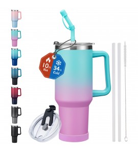 Tumbler with Handle and Straw for Women Men,Keep Cold 34-Hrs Hot 10-Hrs,40 oz Stainless Steel Insulated Mug Coffee Cup with Lid,100% Leakproof for Car Travel Work