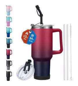 40 oz Tumbler with Handle and Straw,Stainless Steel Insulated Cup,100% Leak-proof Travel Coffee Mug for Hot and Cold Beverage,Water Bottle for Office Gym Car Metal Cup